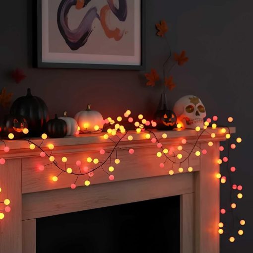 Sunset® Berry Cluster Lights on Black Wire. 240 Red, Orange/ Amber and Yellow LED Garland Fairy Lights - Image 3