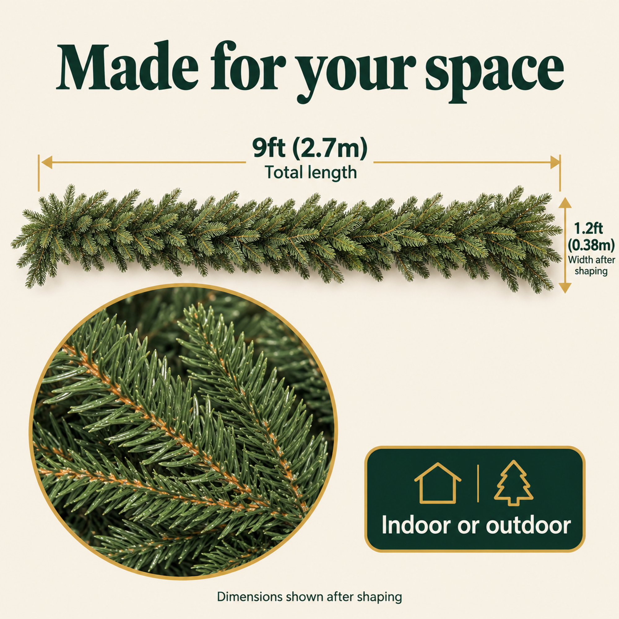 Luxury Artificial Christmas Garland 9ft (270cm) | Realistic Fraser Fir - Image 2