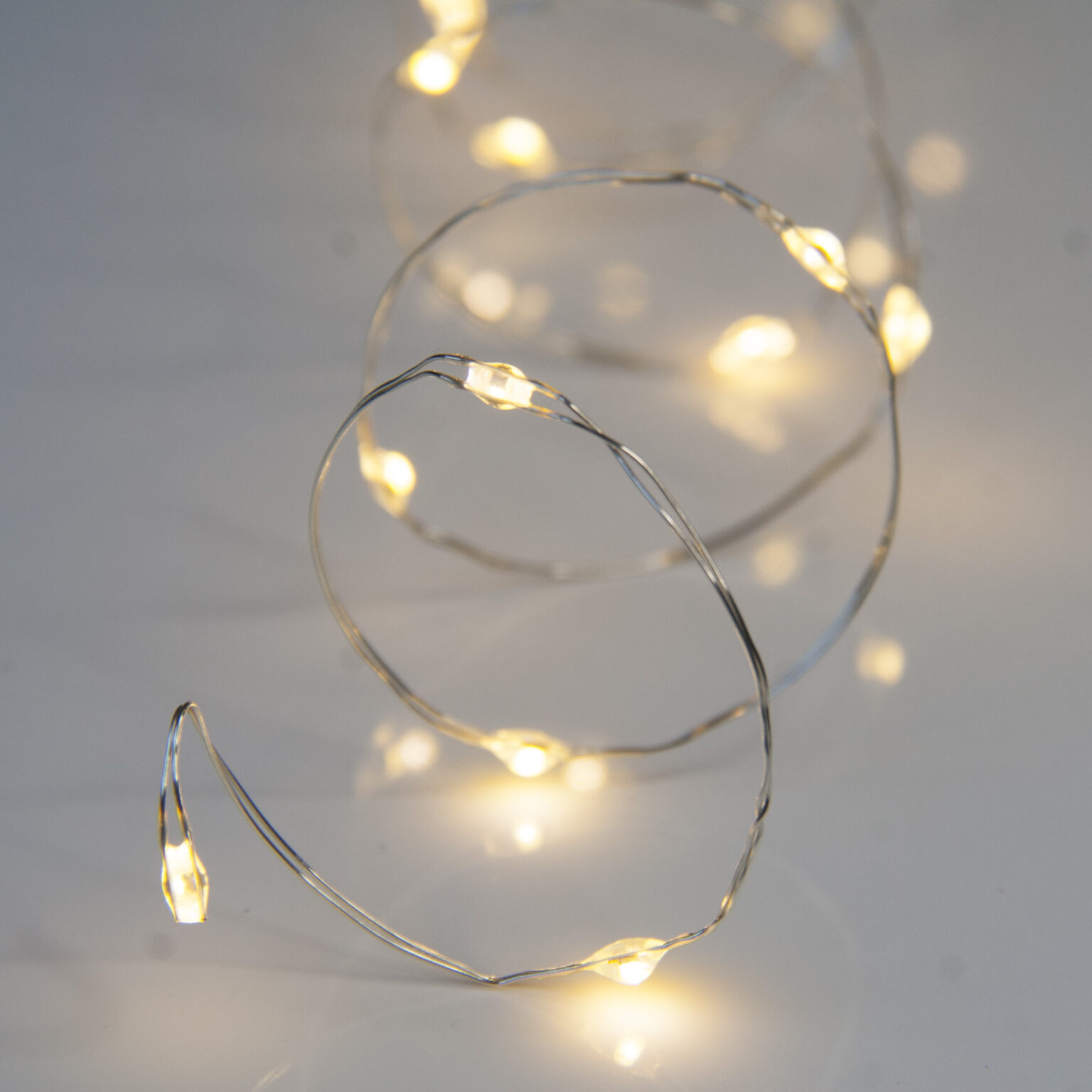 30 Warm White Battery Powered Fairy Lights on Silver Wire. Firefly