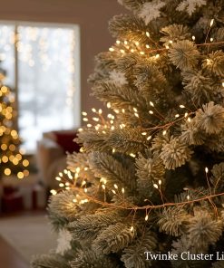 400 Warm White Twinkling Cluster Plug-in lights on Copper wire. Premium lights with 6 hour timer