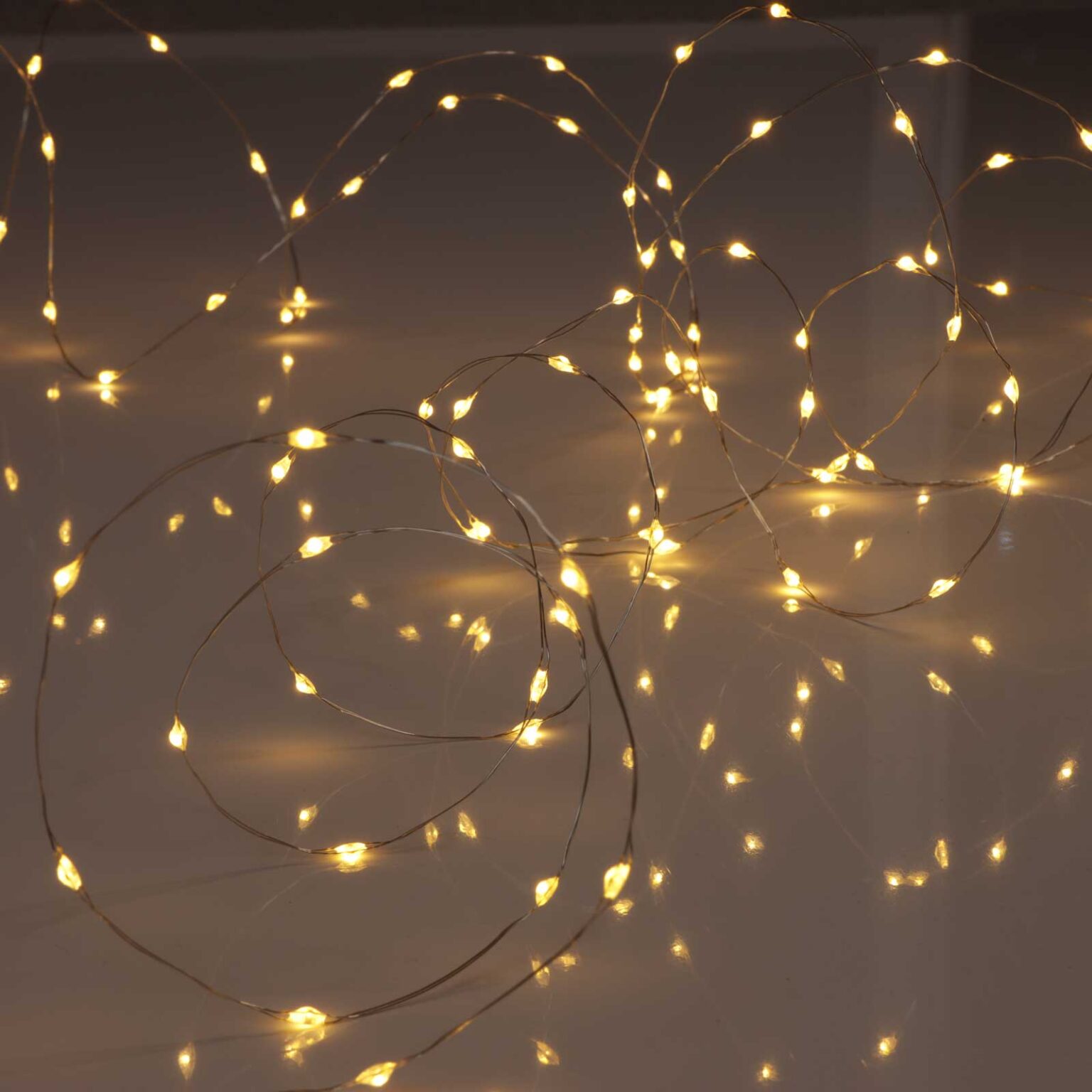 100 Warm White LED Fairy Lights on Silver Wire. Remote, Dimmer, Timer ...