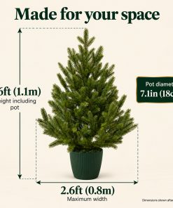 Potted Artificial Christmas Tree, 3.6ft Realistic Fraser Fir - Image 5