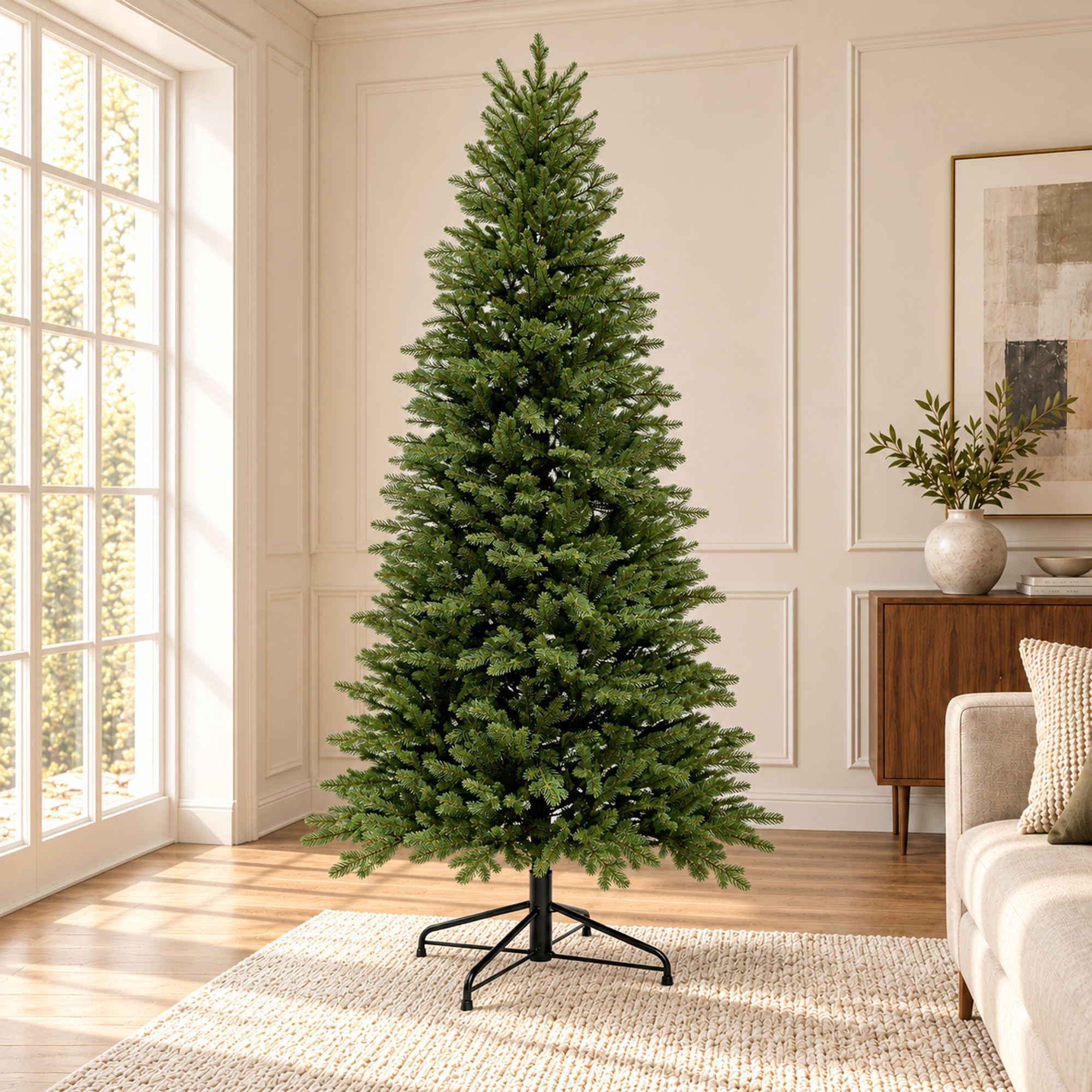 Slim 7ft plus Realistic PE Christmas Tree UK | Qbis 2.2m Norway Spruce made in Ukraine - Image 6
