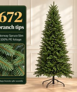 Slim 7ft plus Realistic PE Christmas Tree UK | Qbis 2.2m Norway Spruce made in Ukraine