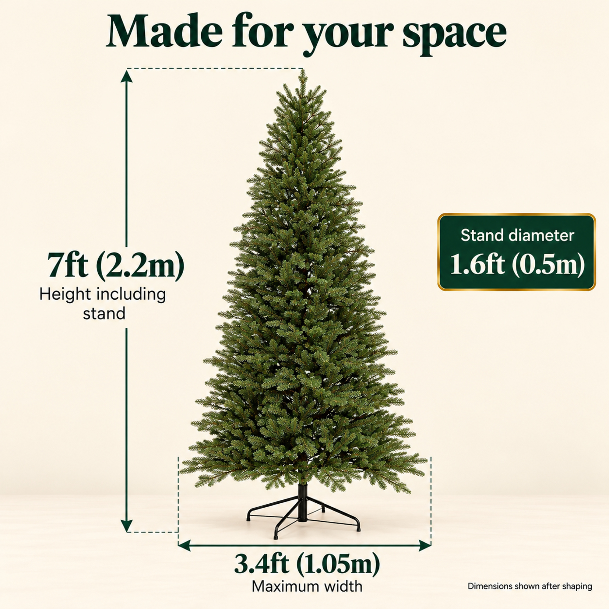 Slim 7ft plus Realistic PE Christmas Tree UK | Qbis 2.2m Norway Spruce made in Ukraine - Image 2