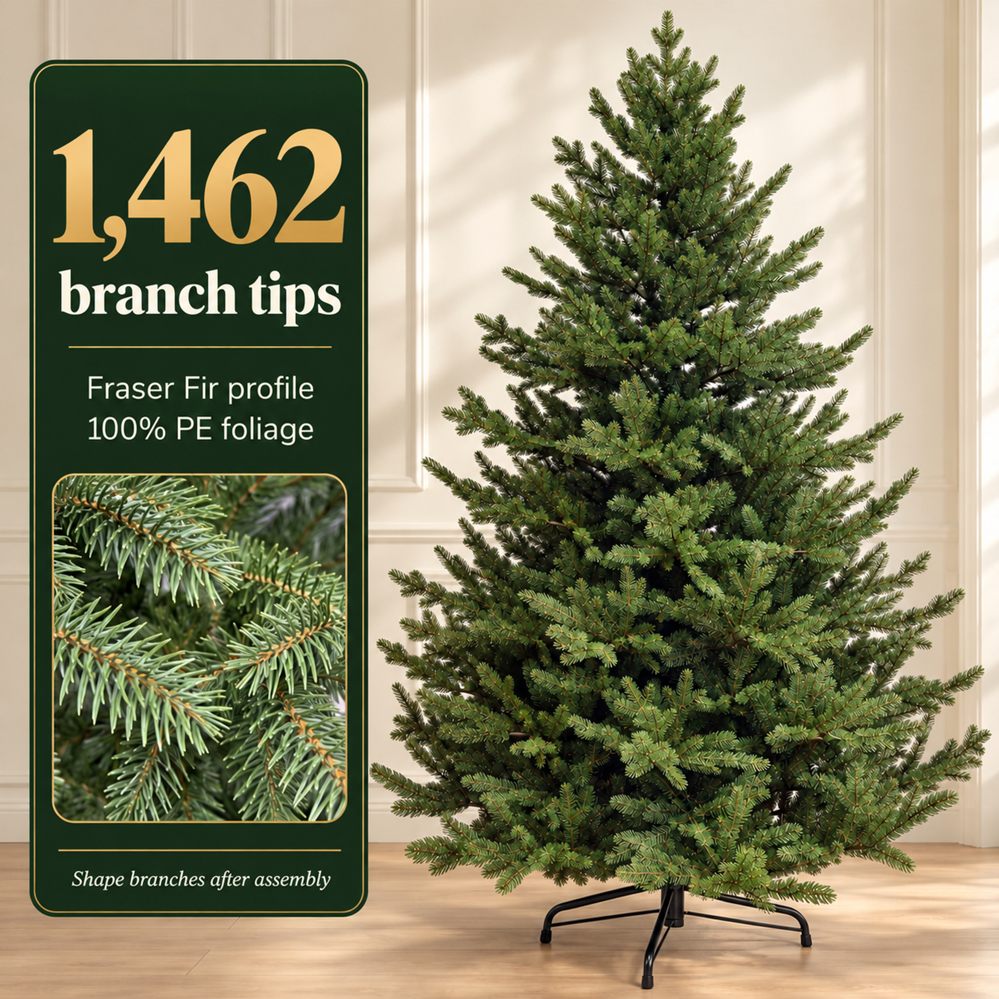 7ft Realistic PE Christmas Tree | Qbis 2.2m Hinged Fraser Fir made in Ukraine