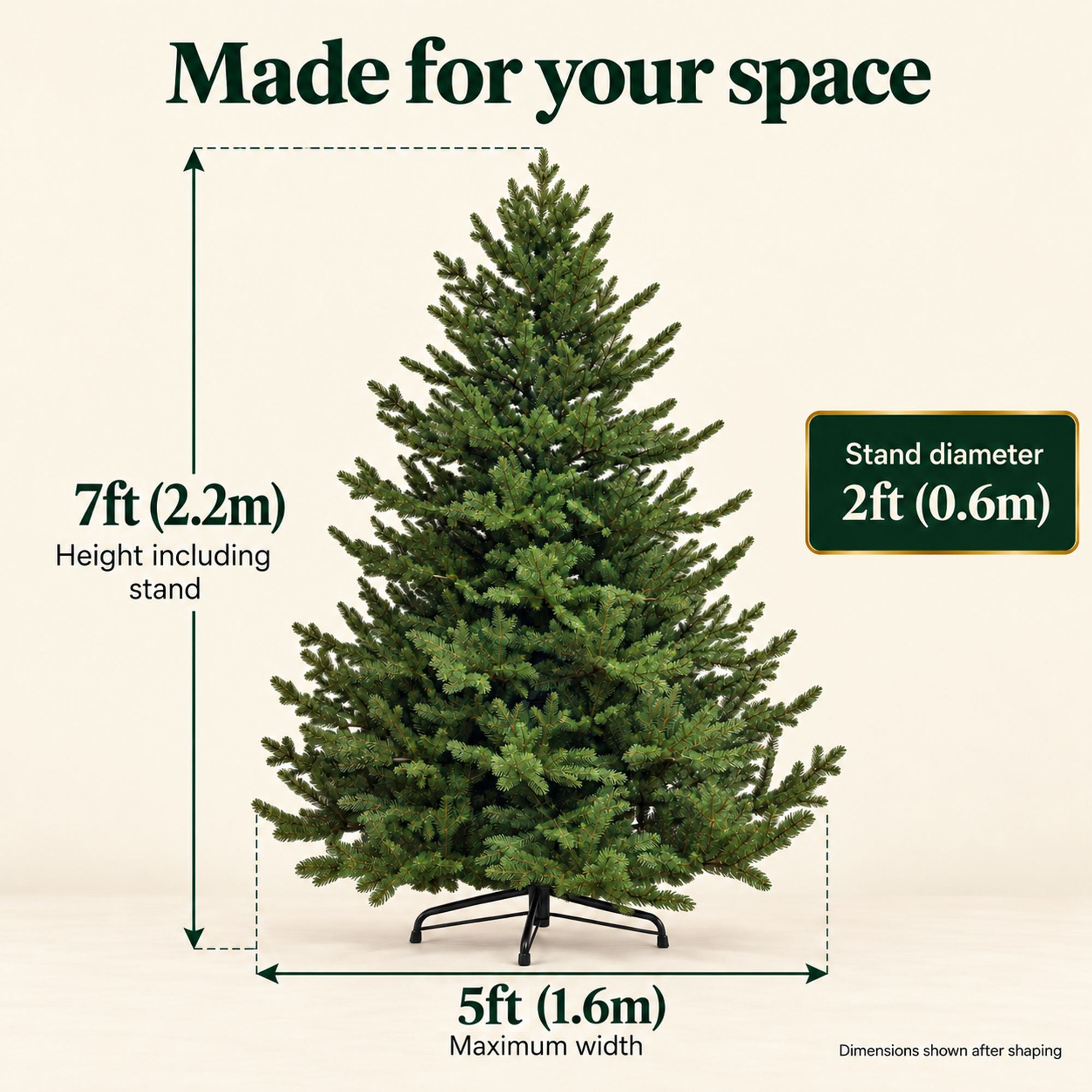 7ft Realistic PE Christmas Tree | Qbis 2.2m Hinged Fraser Fir made in Ukraine - Image 2