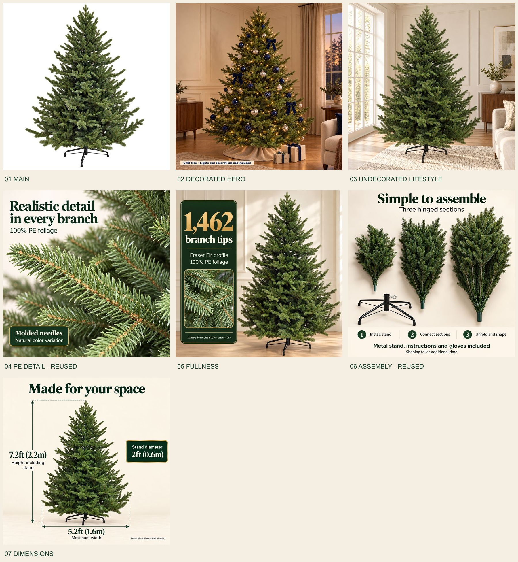 7ft Realistic PE Christmas Tree | Qbis 2.2m Hinged Fraser Fir made in Ukraine - Image 8